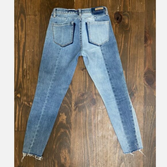 Blank NYC Reade Crop 2 tone light wash low rise skinny jeans women's size 31 - Picture 4 of 5